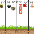 NUERPO Adjustable Shepherd Hooks for Outdoor,3 Pack 90 Inch 5 Prong Base Bird Two Sided Feeder Poles,Heavy Duty Shepherds Hook,Suitable for Garden in Hanging Flower Basket,Lantern,Bird Nests