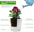 6 Pack Self Watering Plant Pot, 6.6/5 Inch Plastic Self Watering Pots for Indoor Outdoor Plants African Violet Pots Easy Plant Self Watering Pot with Wick Rope for Plants Flowers