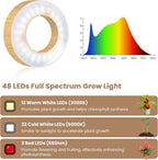 Kullinss Grow Light, 48 LEDs Full Spectrum Plant Lights for Indoor Growing, Wood Grain Small Grow Light with 6/12/16H Timer, 3 Color Modes, 5 Brightness, Height Adjustable Grow Lamp for Small Plants