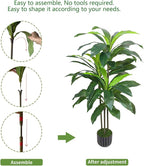 Artificial Dracaena Tree 48in - Fake Plants Tree with Black Planter - Faux Yucca Tree Tall with Lifelike Trunk and Leaves in Pot - Dracaena Artificial Plant for Home Office Living Room Fireplace Decor
