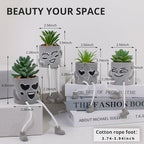 4 Pack Artificial potted Succulent Plants with Hanging Legs, Fake Mini Succulents in Pots, Faux Small Plants for Office Desk, Kitchen, Bathroom, Home Shelf Decor, Funny Office & Home Decor Accents