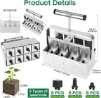 BlumWay Upgraded Soil Blocker, 8 Cell Seed Blocker 2 inch Quad Soil Block Maker Manual with 3 Types of Seed Pins,Hand-held Soil Blocking Tool for Seed Stater Tray Outdoor Plants