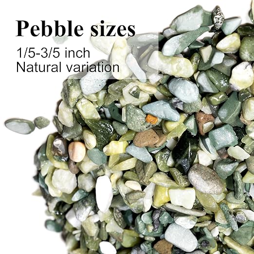 Natural Pea Gravel Pebbles for Plants, Fish Tank Gravel, Small Rocks for Outdoor Landscaping, Terrarium, Fish Tank, Home Decoration (10 Pounds, 1/5-3/5 inch, Green)