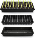 RooTrimmer 10 Pack 1020 Trays No Holes and 10 Pack 72 Cell Seed Starter Tray, 20" x 10" - Heavy Duty Reusable Plastic Seed Starter Kit for Microgreens, Seed Germination & Plant Propagation (10 Sets)
