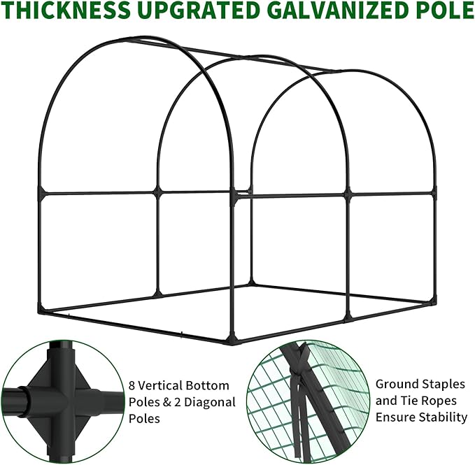 GarveeLife 8.2x6.6x6.6 ft Premium Greenhouse for Outdoors,Upgraded Portable Walk-in Heavy Duty Frame Large Garden Plant Hot Outside Hoop House,Green