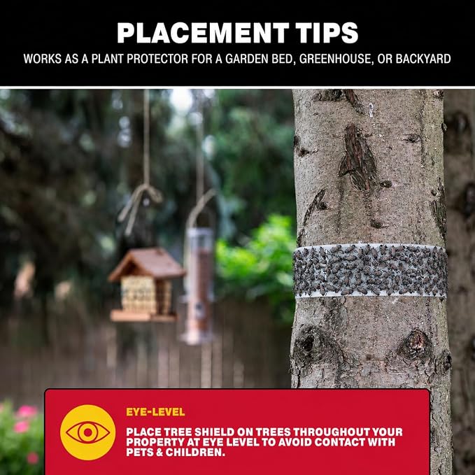 Catchmaster Tree Shield Lantern Fly & Ant Traps Insect Barrier, 4 Rolls 30ft Each, Outdoor Adhesive Crawling Insect Trap to Protect Trees, Fruit & Plants, Pest Control Lawn & Garden