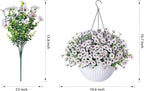 HyeFlora Artificial Fake Hanging White Flowers Plants Basket for Outdoor Outside Fall Winter, Faux Silk Daisy UV Resistant Look Real for Christmas Porch Patio Balcony Home Yard Decoration