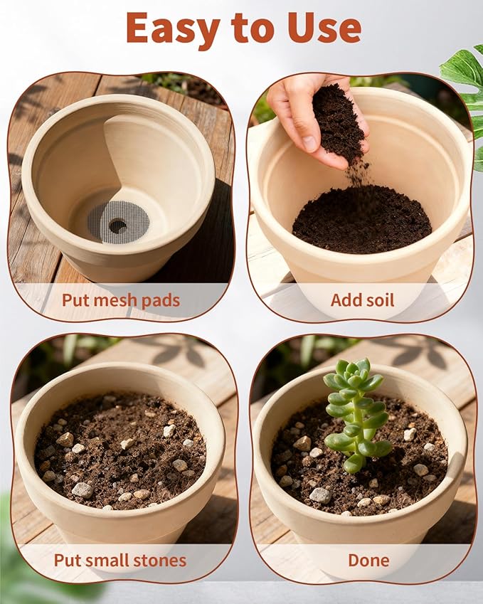50PCS Flower Pot Hole Mesh Pad, 4 inch Rounds Drainage Hole, Plant Pot Drainage Mat, Plant Potting Mat to Prevent Soil Loss, Gardening Gifts for Friend