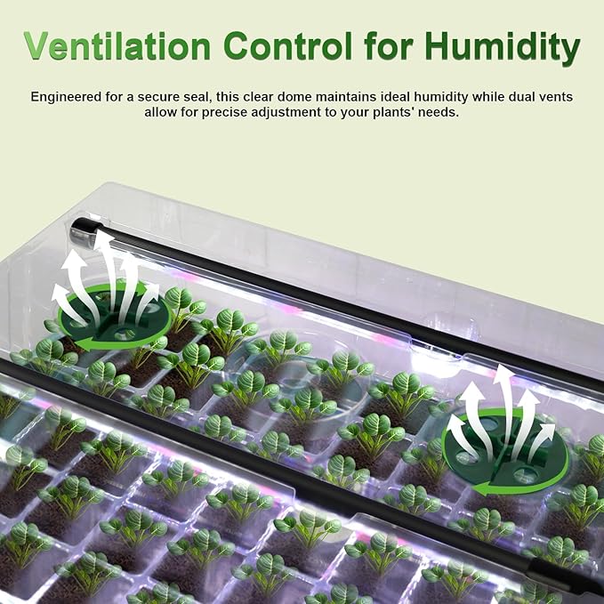 TONYFUL Seed Starter Tray with Grow Light, 120-Cell Seed Starter Kit with 4.07” Humidity Dome, Indoor Seedling Starter Tray, Seed Starting Tray for Plant Germination, Seeds Growing