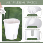 Ziliny 10 Pcs 3 Inch Self Watering Pots Self Watering Planters for Indoor Planters Plastic Garden Flower Pots with Level Indicator Vents for Herbs