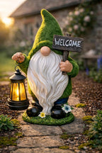 Garden Gnomes Outdoor with LED Solar Light - 11’’ Spring Season Gnome - Funny Decorations, Ornaments - Home, Yard, Patio, Solar Lantern Garden Statues - Housewarming, Birthday