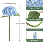 Coferset Baby Blue Hydrangea Artificial Flowers 3pcs Lifelike Faux Hydrangea Real Touch Artificial Flowers for Outdoors Home Wedding Christmas Office Party Living Room Decoration,22inch