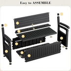 80 Gallon Outdoor Storage Box Waterproof, Storage Outdoor Porch Bench Doubles as 2-Person Bench Seat, Resin Stripes Deck Box for Cushions, Garden Tools and Pool Supplies Black