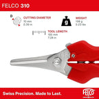 Felco F310 Pruning Snips – 7.3" Lightweight Garden Clippers for Fine Trimming & Harvesting | Pruning Shears for Gardening | Garden Snips and Pruners with Forged Aluminum Handles, Precision Tip