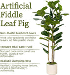 Artificial Fiddle Leaf Fig Tree 5FT with White Tall Planter-Large Faux Tree Tall Fake Floor Plant in Pot,Artificial Plants Indoor for Home Office Living Room Décor(Lyrata 5FT)