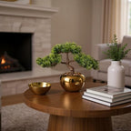 9.5 Inch Artificial Bonsai Tree with Ceramic Pot - Decorative Fake Plant for Home Office Living Room Window Sill, Fake Plants for Year-Round Decoration（Gold）