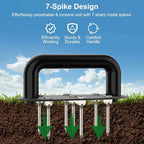 Hand Tiller Garden Tool Lawn Aerator Spike Manual Tool Portable Handheld Aerator Lawn Tool with 7-Iron Spikes, Pre-Aessmbled Small Grass Aerator Tool, Cultivator Tiller Soil Lossener