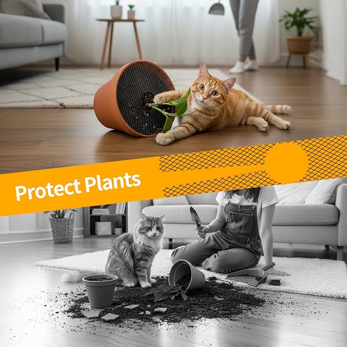 10 Pcs 11.8 Inch Plant Pot Grids-Pot Soil Cover from Cats, Indoor Plant Protector from Animals, Cuttable Flower Pots Cover to Keep Dogs Out