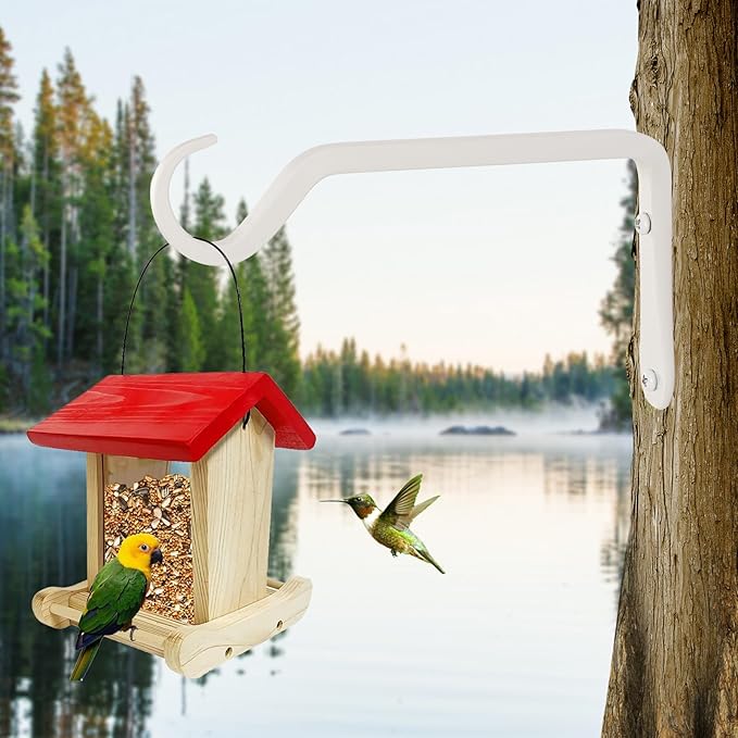 AILIN YELOKIE 8" Plant Hangers 2-Pack - Heavy Duty Rust-Resistant Steel Hooks for Bird Feeders, Indoor/Outdoor Plants & Wall Decor, White
