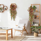 Artificial Fake Hanging Flowers Plants for Outdoor Summer Decoration,2 PCS Faux Silk Daisy with Eucalyptus Leaves,UV Resistant Look Real for Outside Home Indoor Planter Porch Patio Balcony Yard Decor