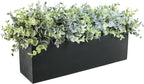 Winlyn 14" Artificial Eucalyptus Arrangement Faux Eucalyptus Plants in Black Rectangular Wooden Planter Box Artificial Potted Plant for Farmhouse Home Wedding Table Centerpiece Shelf Greenery Décor