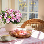 CITYES 6 Pcs Artificial Flowers for Outdoors Impatiens Silk Geraniums Flowers Pink UV Resistant Faux Impatiens Flowers for Outdoor Planters Pot Patio Garden Hanging Basket Porch Table Indoor Decor