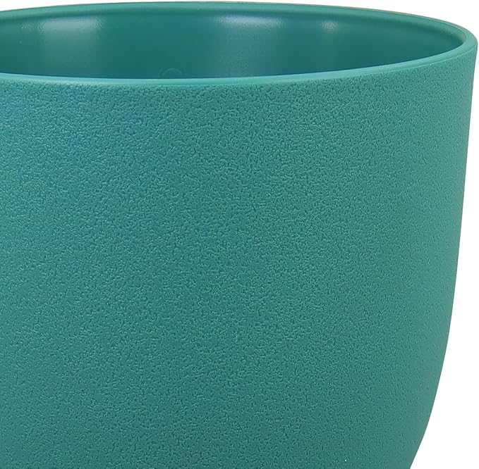 WSMKSZ Flower Pots 10/9/8 inch, Set of 3 Modern Decorative Plastic Planters with Drainage Holes and Tray for House Plants Indoor Flowers Plants, Plant Pots for Indoor Outdoor Plants, Blue Green
