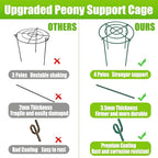4 Pack Peony Cages and Supports, 14" Dx24 H Plant Supports for Outdoor Plants, Heavy Duty Metal Peony Support Cage Flower Support Rings, Plant Support Ring for Rose Tomato Hydrangea Strawberry