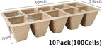 SYITCUN Seed Starter Tray 100 Cells, Biodegradable Peat Pots for Seedlings, 10 Pack 1.8" Square Pulp Nursery Cups with 100 Plant Labels and 2 Transplant Tools for Vegetable Herb