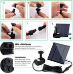 Solar Fountain Pump Kit with Separate Solar Panel, 1.8 W Upgraded Solar Water Pump with 9.84FT Cable & 4 Nozzles Solar Water Fountain for Bird Bath,Pond, Patio Garden Water Pump with Built-in Filter
