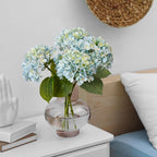 Leftover 4 Pcs Light Blue Hydrangea Artificial Flowers,21" Real Touch Faux Hydrangea Flowers and 3 PCS Butterflies for Hydrangea Decor,Floral Arrangements for Centerpiece Table Decorations,Home Decor