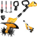 Battery Powered Tiller Compatible with Dewalt 20V Battery(Tool Only), 310RPM Folding Electric Rototiller Features 40 Steel Tines, 9.1In Tilling Width & 6.3In Depth Tiller