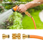 Garden Water Pipe Quick Connector, No-Leak 3/4 Inch GHT Thread Fitting Water Hose Male Adapter, Heavy-Duty Rust Resistant Brass Water Pipe Connect, Easy to Use (2 Male Connect）