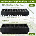 Vesici 20 Pack Seed Starter Trays, 50 Cell Seedling Trays with 1020 Flat Tray, Deep Plug Nursery Plant Pots for Germination, Water Collection, Indoor Outdoor Seed Starting & Transplanting