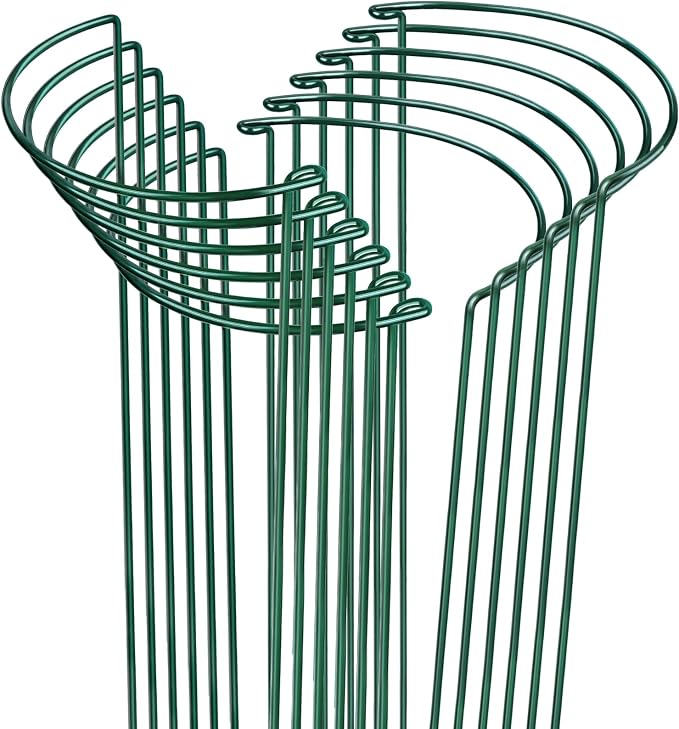 LEOBRO Plant Support Plant Stakes, 12pcs Peony Cages and Supports, Metal Garden Stakes Plant Supports, Plant Support Stakes, for Peony, Tomato, Hydrangea, Indoor Outdoor Plants, 10" W x 24" H