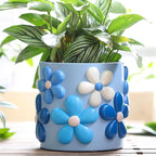 GUGUGO Colorful Flowers Planters Cute Unique Rainbow Planter with Drainage, Vintage Retro Flower Plant pots for Indoor & Outdoor Plants, Eclectic Succulent Gardening Pot for Boho Modern Home Décor-B