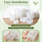 Wonderjune Self Watering Pots for Indoor Plants with Deep Reservoir and High Drainage Holes for Outdoor Plants and Flowers, Bare Root Planter(4.72'', 5.91'', 7.09'',Clear,3 Pcs)