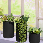 Winlyn Set of 3 Artificial Plants Decor Greenery Fake Succulents Indoor Potted Fake Plant with Black Planter for Farmhouse Room Bathroom Bedroom Kitchen Office Table Desk Decor