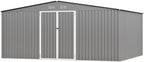 14 x 12FT Sheds & Outdoor Storage,Grey Metal Waterproof Storage Shed with Door and Lock Outdoor Shed,All-Weather Shelter for Bike, Gardening Tools, Lawn Mowers