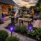 4 Pack Upgraded Solar Bug Zapper Outdoor Waterproof Mosquito Repellent Outdoor Patio Mosquito Trap & Killer for Moths, Gnats, Flies, Small Flying Insect, Fly Zapper Solar Powered for Garden,Backyard