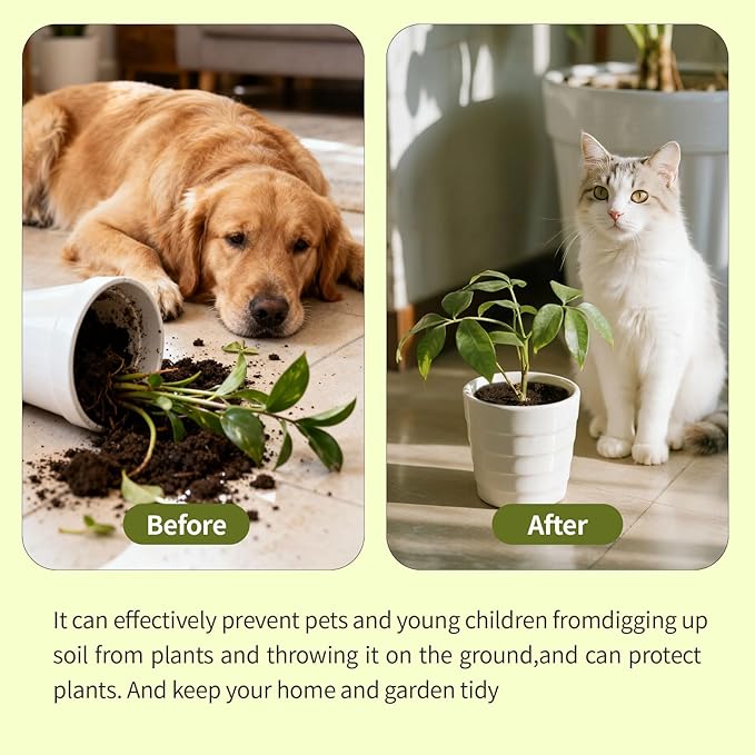 TINSKY 4 Pcs 15.7 Inch Plant Pot Grids-Cuttable Plant Pot Soil Covers Protectors from Animals-Indoor Plant Pot Soil Guard for Outdoor Garden Plant Protection