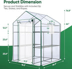 Quictent Essential Walk-in Greenhouse for Outdoors, 56x56x77 inch Portable 3-Tier 4-Shelf Garden Hot House Kit with Plastic Cover for Winter Seed Starting Plant Protection Backyard Patio, Clear