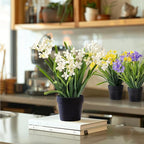3 Pack Fake Small Plant in Pot Artificial Potted Flowers for Home Decor Fake Flower Plant Greenery Mini Faux Plant for Indoor Bedroom Living Room Office Shelf Bathroom Farmhouse Decor (Type 1)