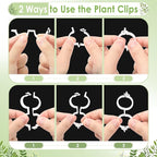 300 PCS Plant Support Clips - Reusable Tomato Clips for Climbing Plants Secured Plastic Garden Trellis Clips Plant Fixing Clips for Tomato Grape Cucumber Vine