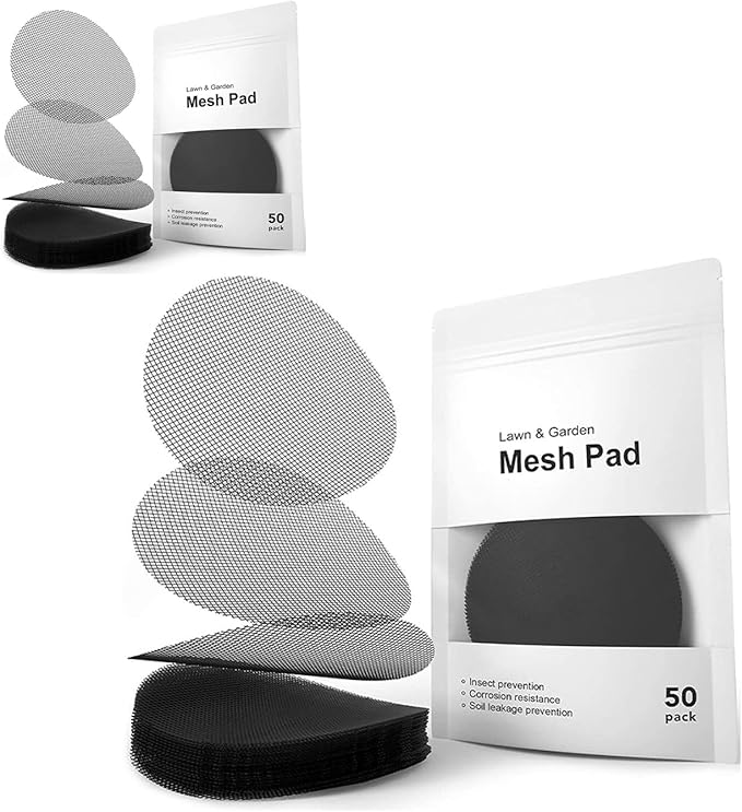 100 Pcs Round Mesh Pad for Flower Plant Pot Hole, Anti Soil Loss Bonsai Pot Bottom Grid Mat Mesh, 2 Size, 50pcs 5cm and 50pcs 10cm