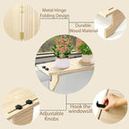 oyhqes Windowsill Plant Shelf Stands for Indoor Plants, 21.65 x 11.81 x 6.3 Inches, Floating Wooden Shelf with Brackets, No Drilling Required, Perfect for Cat Perch & Planters