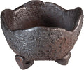 Wazakura Shigaraki Series Japanese Handmade Rustic Crescent Shape Bonsai Pot 6.3 in (160 mm), Made in Japan Ceramic Garden Planter, Decorative Flower Vase, Unglazed Houseplant Bowl - Brown/Grey