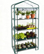 Worth Garden 50% Extra Wide Mini Greenhouse 4 Tier Portable Plant Green House 40in Wide -Sturdy Gardening Shelves with PVC Cover - Indoor & Outdoor Wheatgrass Growing - 19″x40″x63″