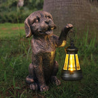 Statue Garden Dog with Solar Lantern - Ideal Gifts for Outdoor Patio, Figurine for Year Dogs – Gift for Mom, Grandma, Dog Lovers,Birthdays Housewarming Present