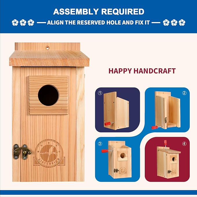 SISTERBIRD Bluebird Houses for Outside, Blue Bird Houses for Outdoors, Premium Bird House, Pack of 2 Bluebird House, Wooden Birdhouses Kits for Adults for Durable Yard Decor